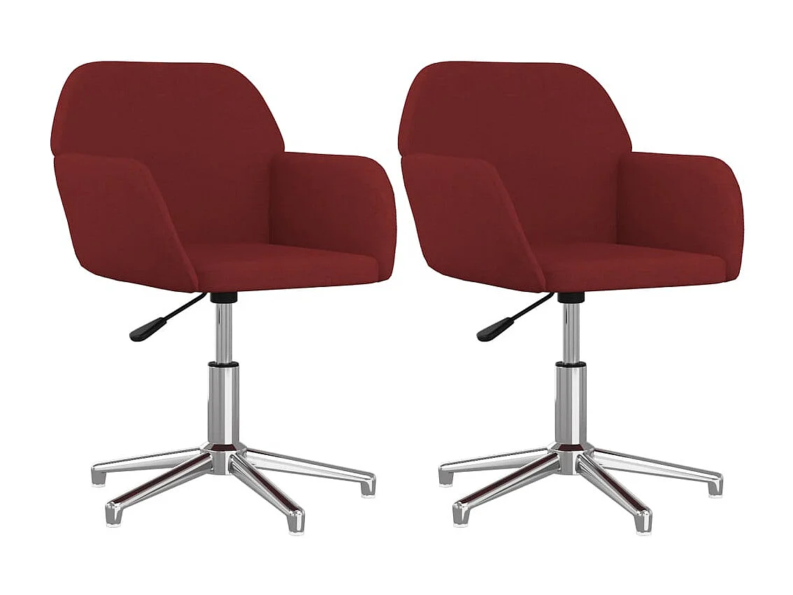 Draaibare eetkamerstoelen set van 2, bordeauxrode stof