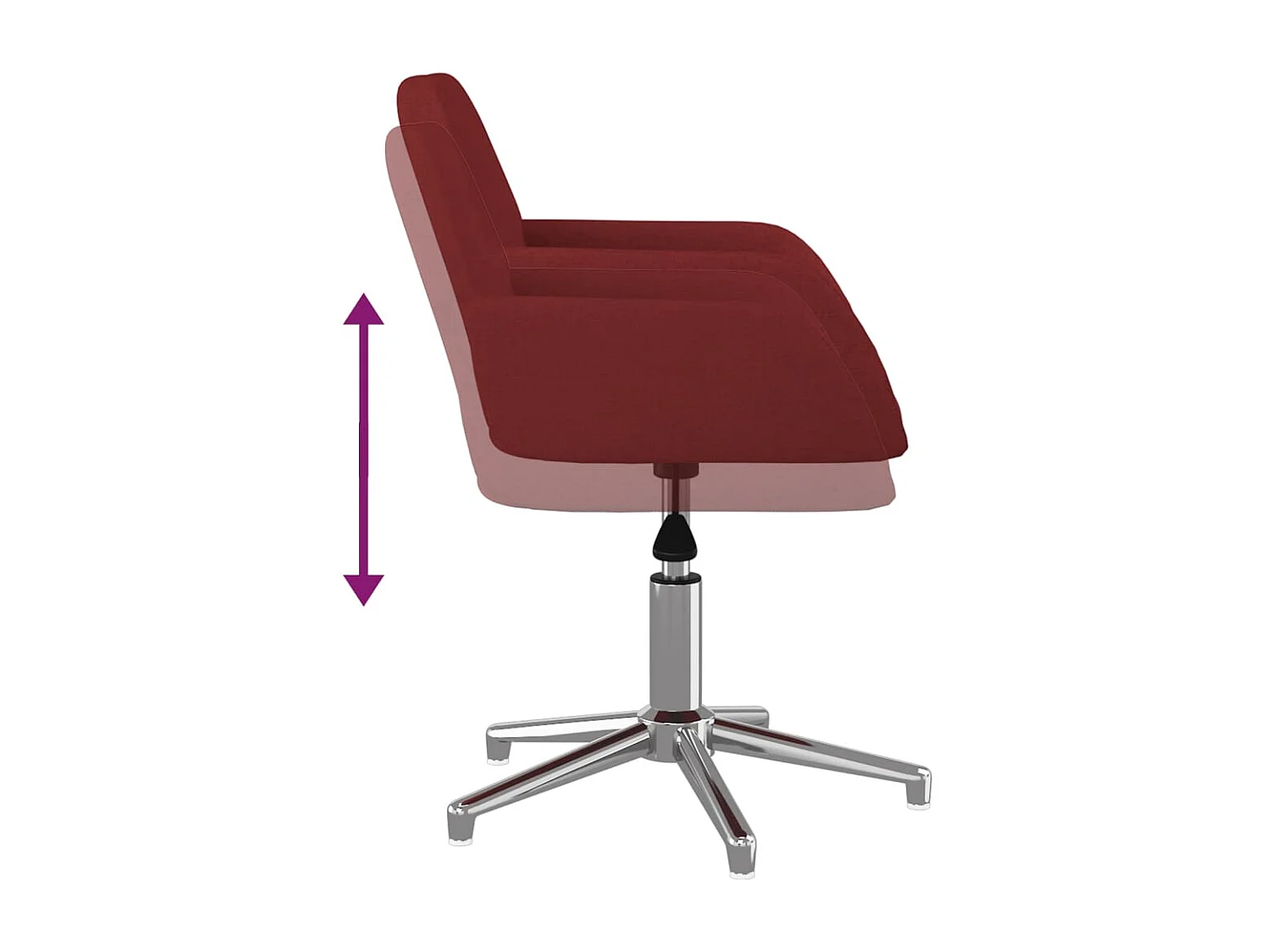 Draaibare eetkamerstoelen set van 2, bordeauxrode stof