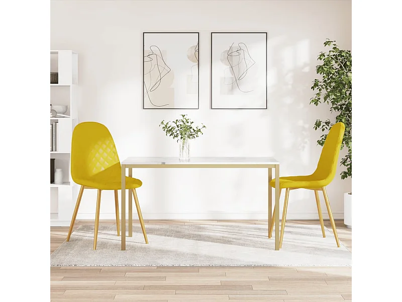 Eetkamerstoelen set van 2 Mosterdgeel Fluweel