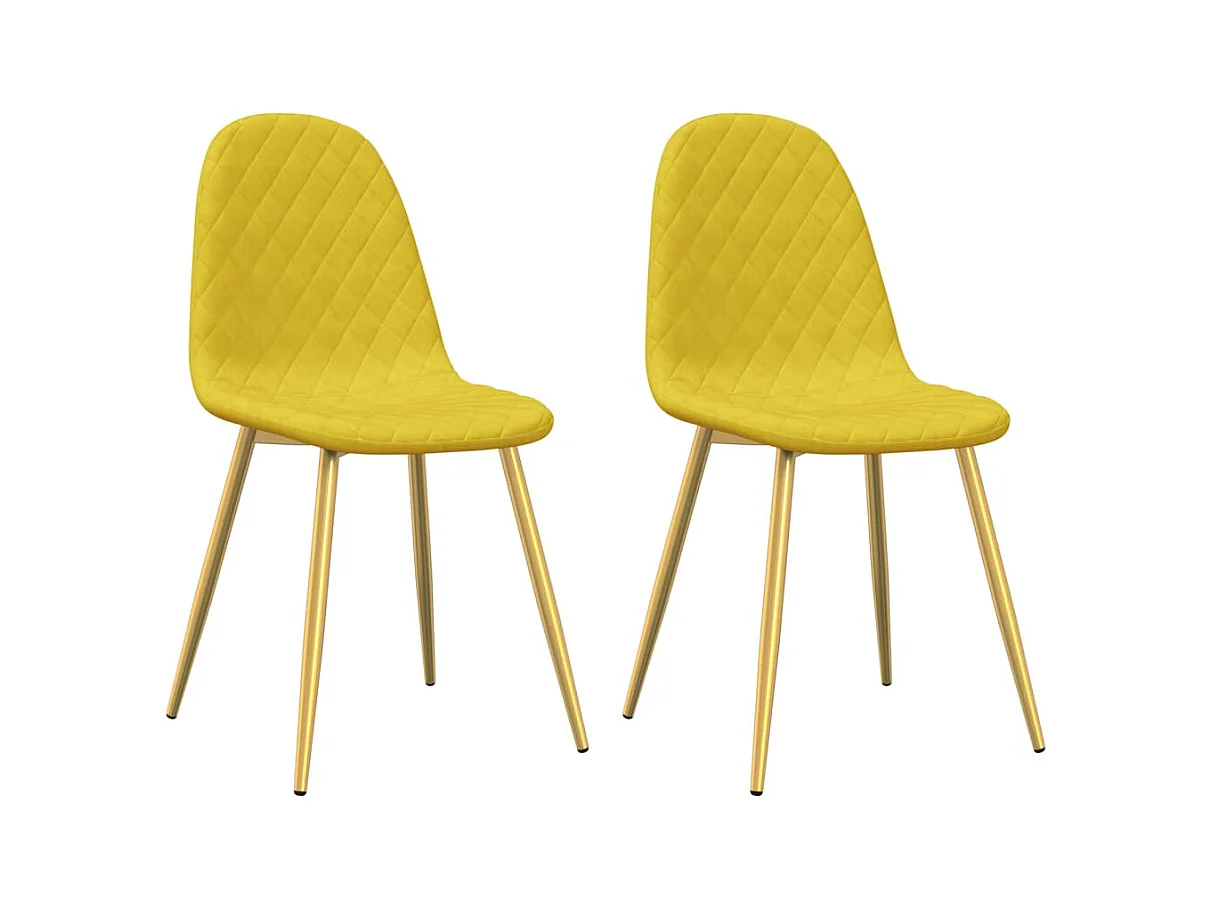 Chaises à manger lot de 2 Jaune moutarde Velours