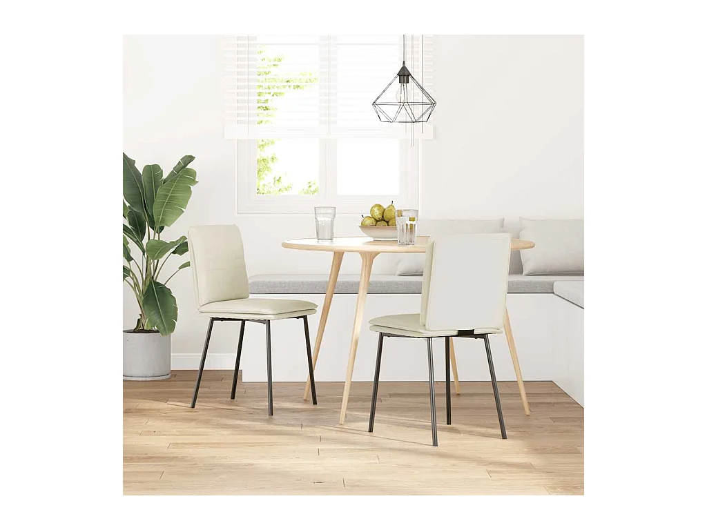 Chaises à manger lot de 2 Crème Velours