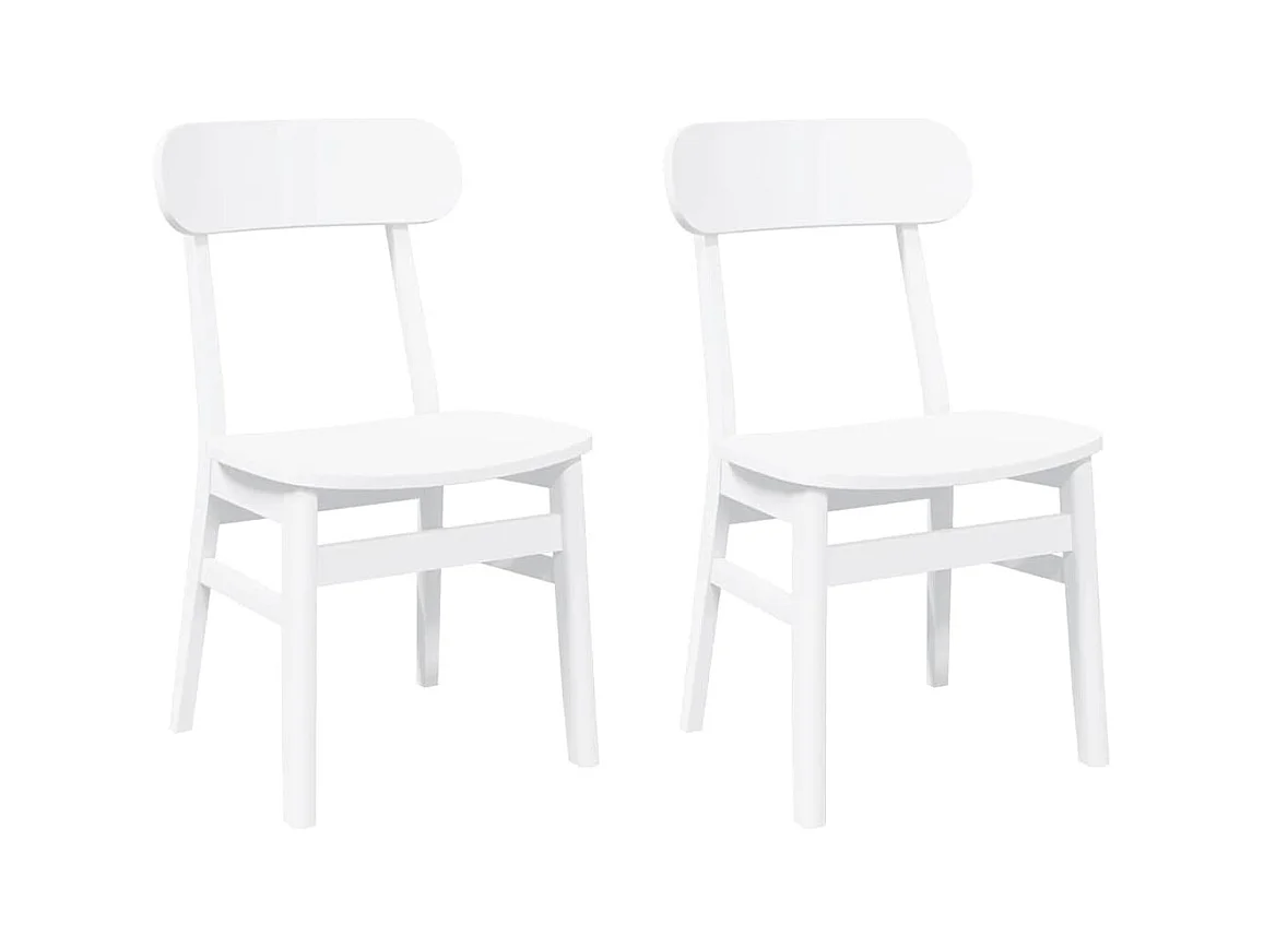 Chaises à manger 2 pcs blanc bois massif caoutchouc