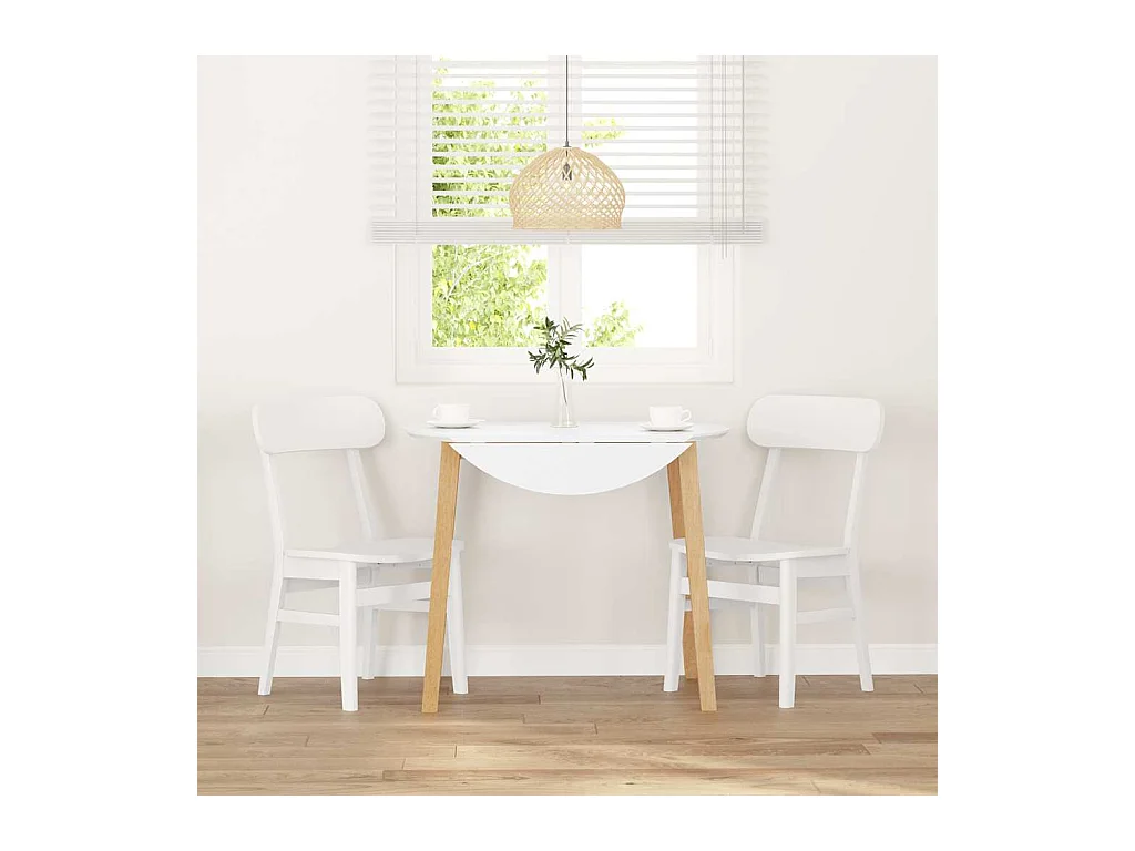 Chaises à manger 2 pcs blanc bois massif caoutchouc