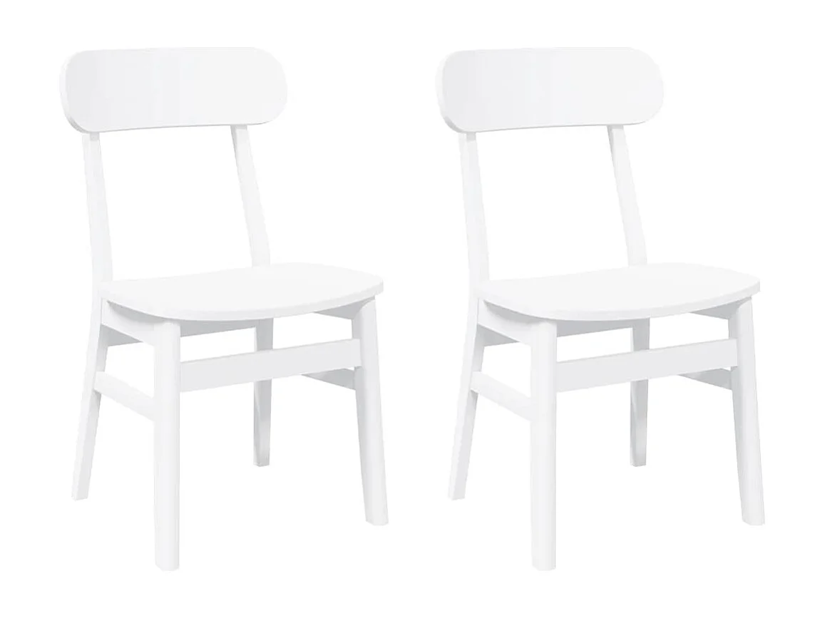 Chaises à manger 2 pcs blanc bois massif caoutchouc