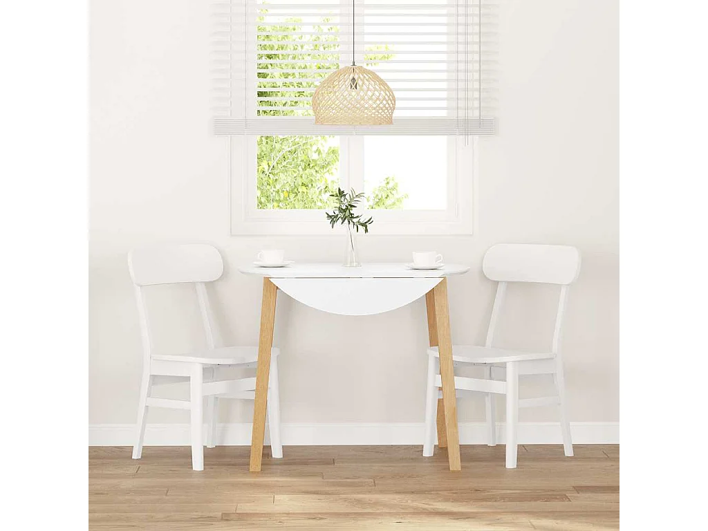 Chaises à manger 2 pcs blanc bois massif caoutchouc