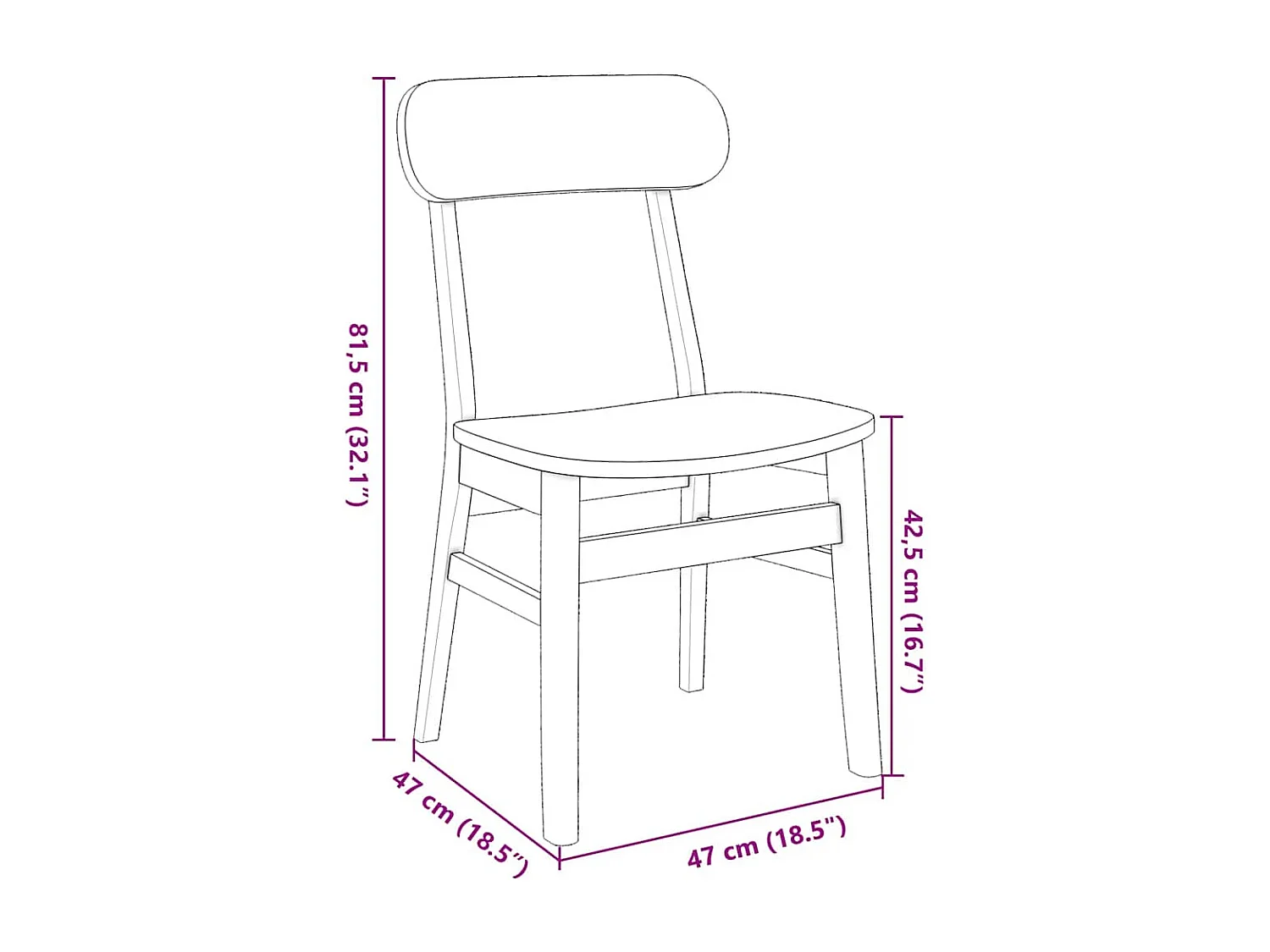 Chaises à manger 2 pcs blanc bois massif caoutchouc