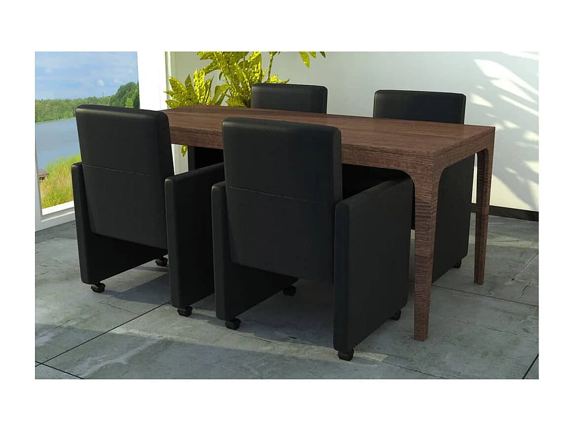 Eetkamerstoelen set van 4 zwart imitatieleer