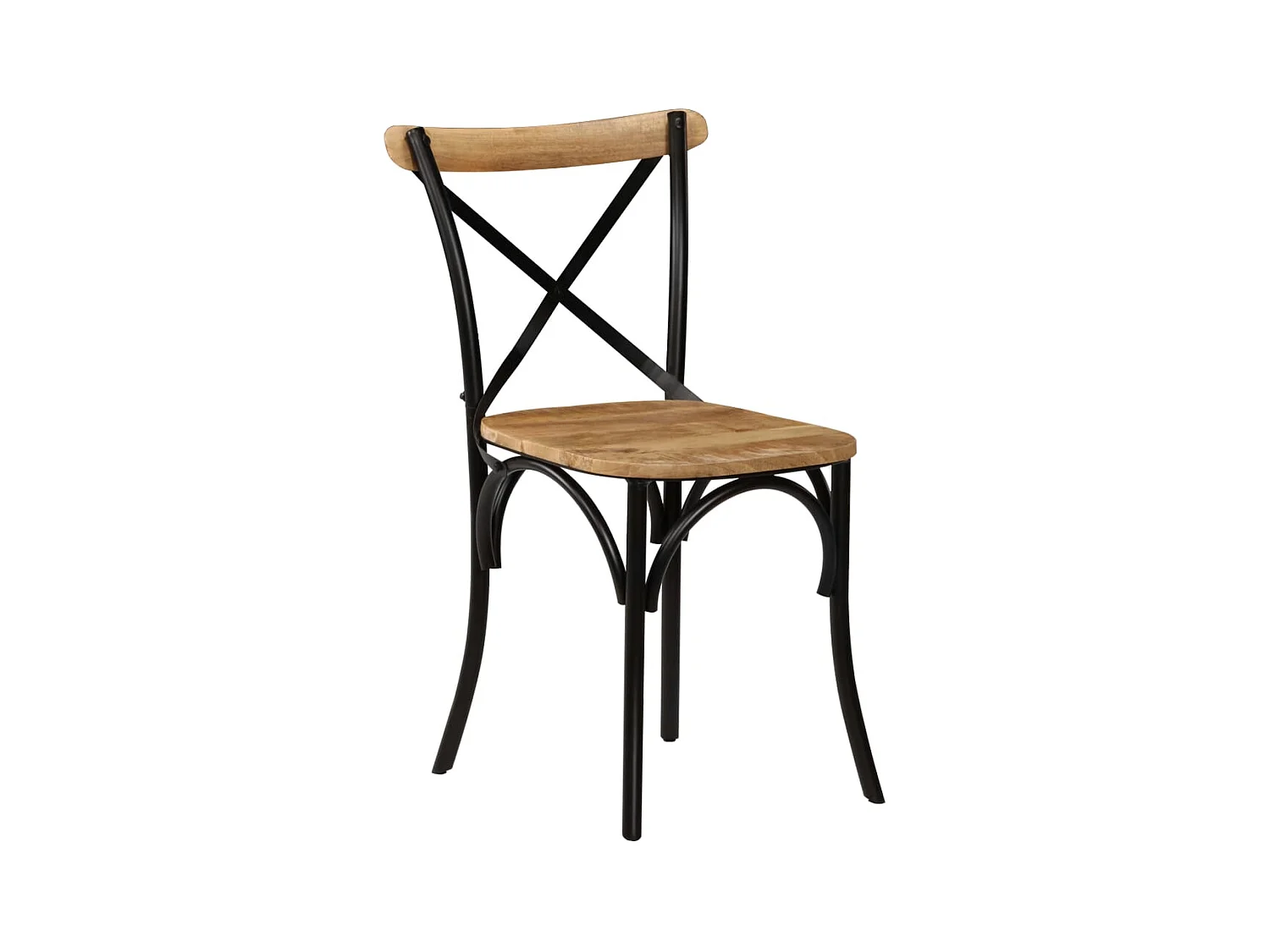 Set di 4 sedie con schienale incrociato in legno massello di mango nero