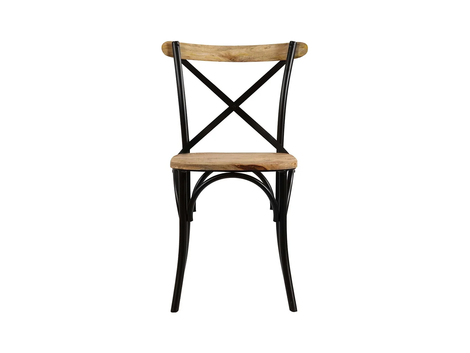 Set di 4 sedie con schienale incrociato in legno massello di mango nero