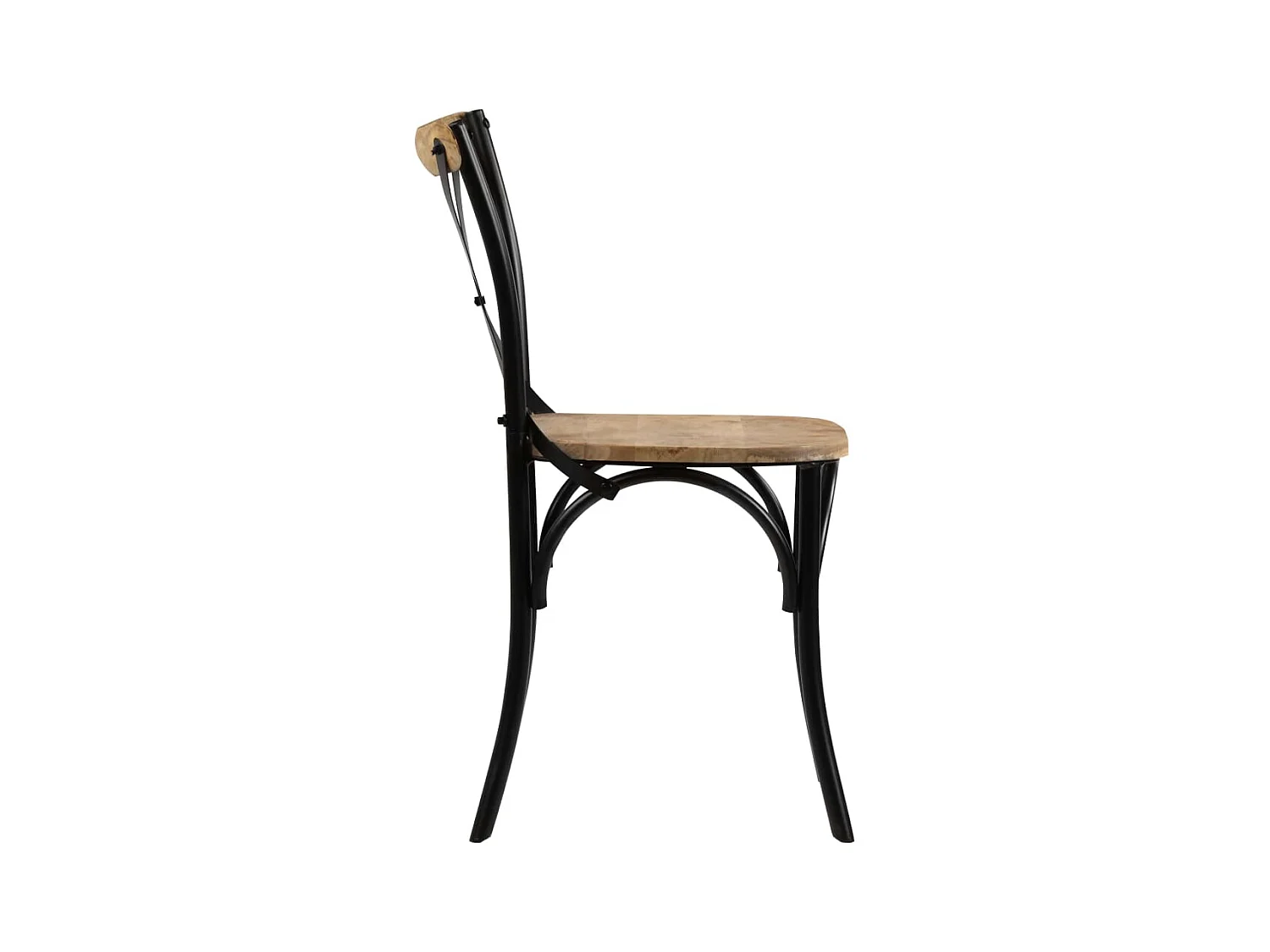 Set di 4 sedie con schienale incrociato in legno massello di mango nero