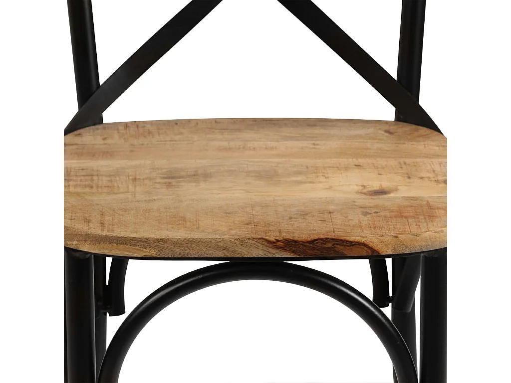 Chaises à dossier croisé lot de 4 noir bois de manguier massif