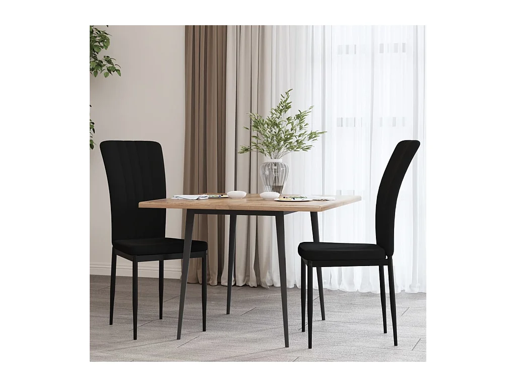 Chaises à manger lot de 2 Noir Velours