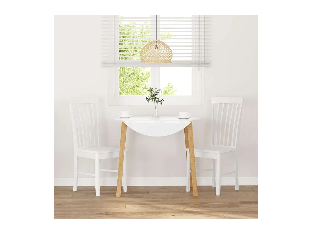 Chaises à manger 2 pcs blanc bois massif caoutchouc