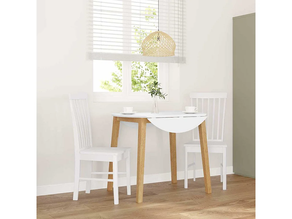 Chaises à manger 2 pcs blanc bois massif caoutchouc