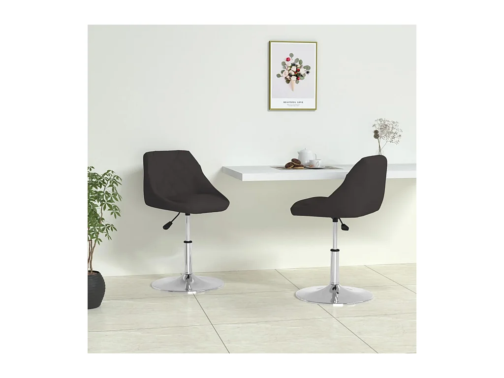 Chaises à manger lot de 2 noir similicuir