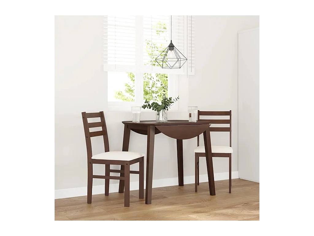 Chaises à manger coussins 2 pcs marron bois massif caoutchouc