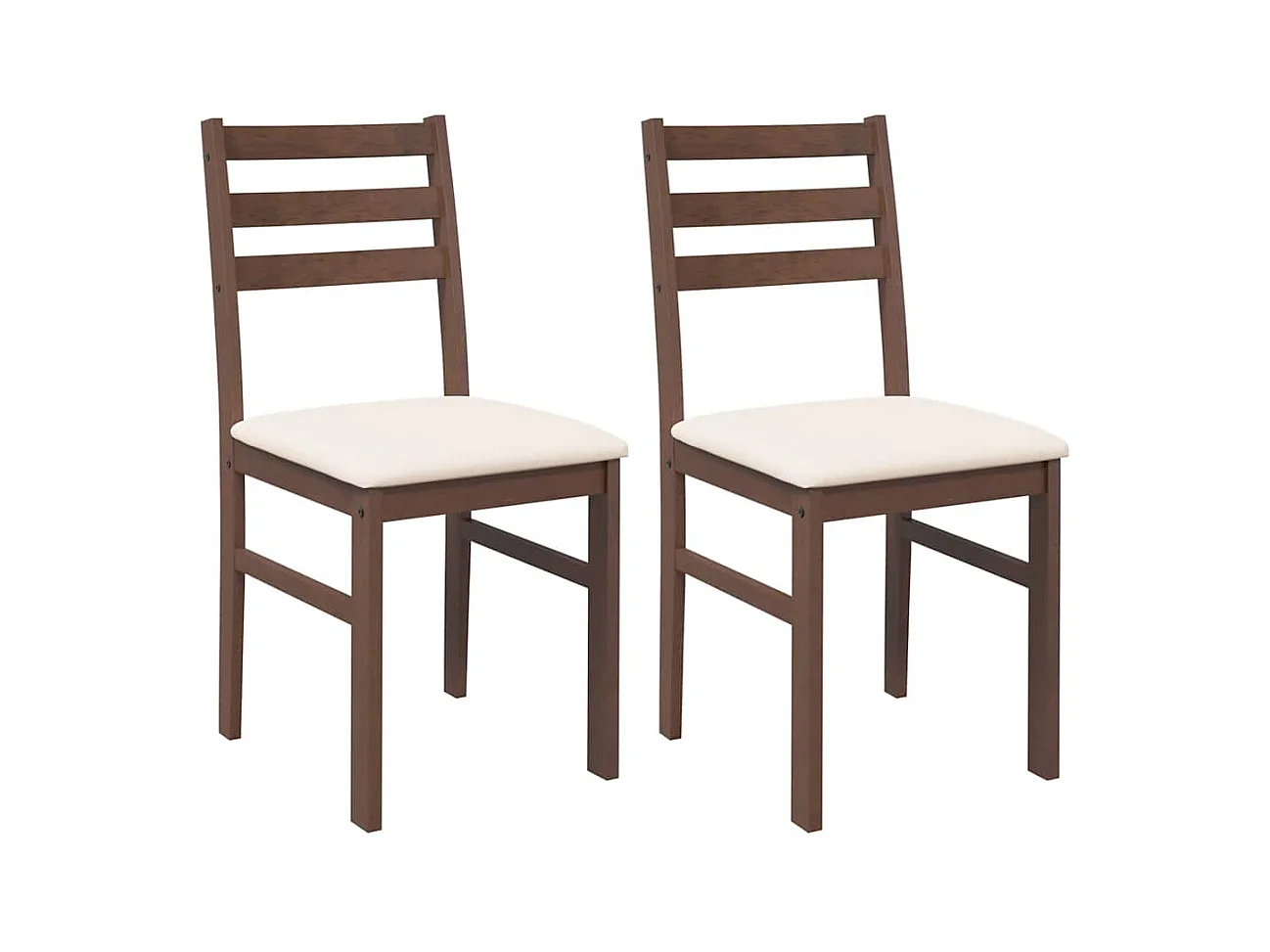 Chaises à manger coussins 2 pcs marron bois massif caoutchouc