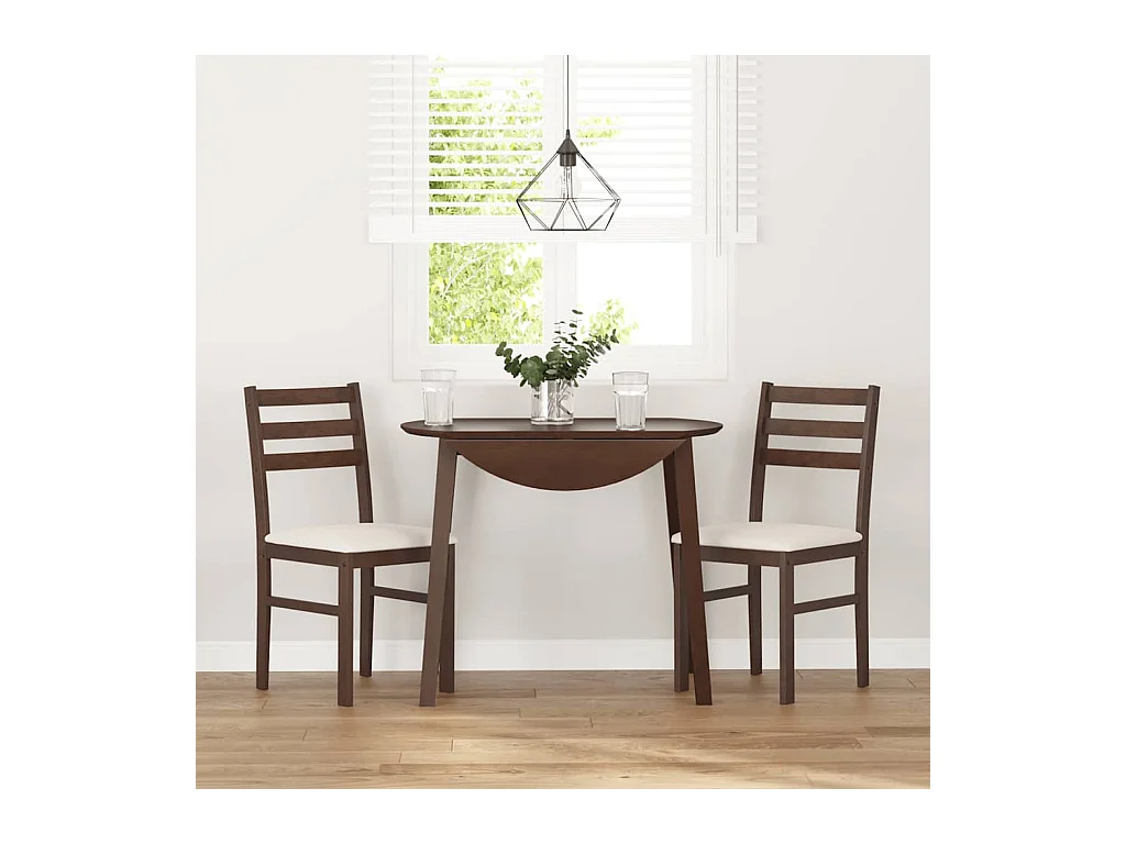 Chaises à manger coussins 2 pcs marron bois massif caoutchouc