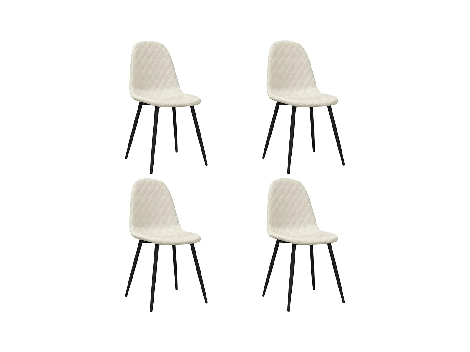 Juego de 4 sillas de comedor de terciopelo crema