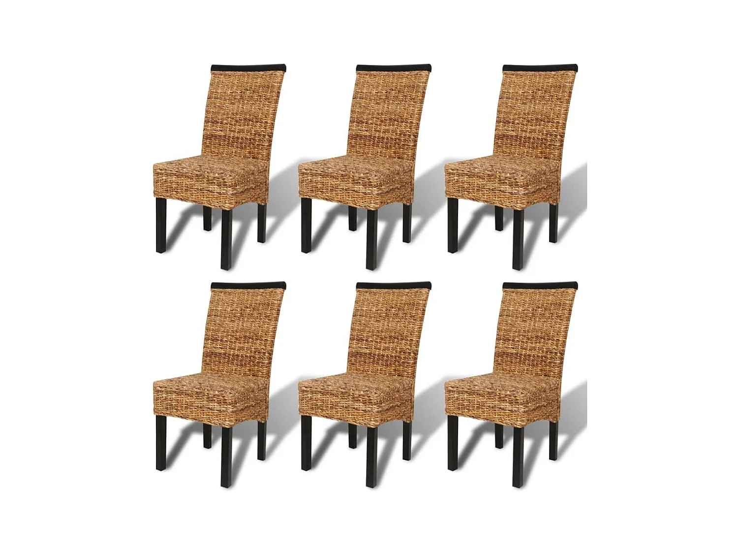 Set di 6 sedie da pranzo in legno massello di mango e abaca