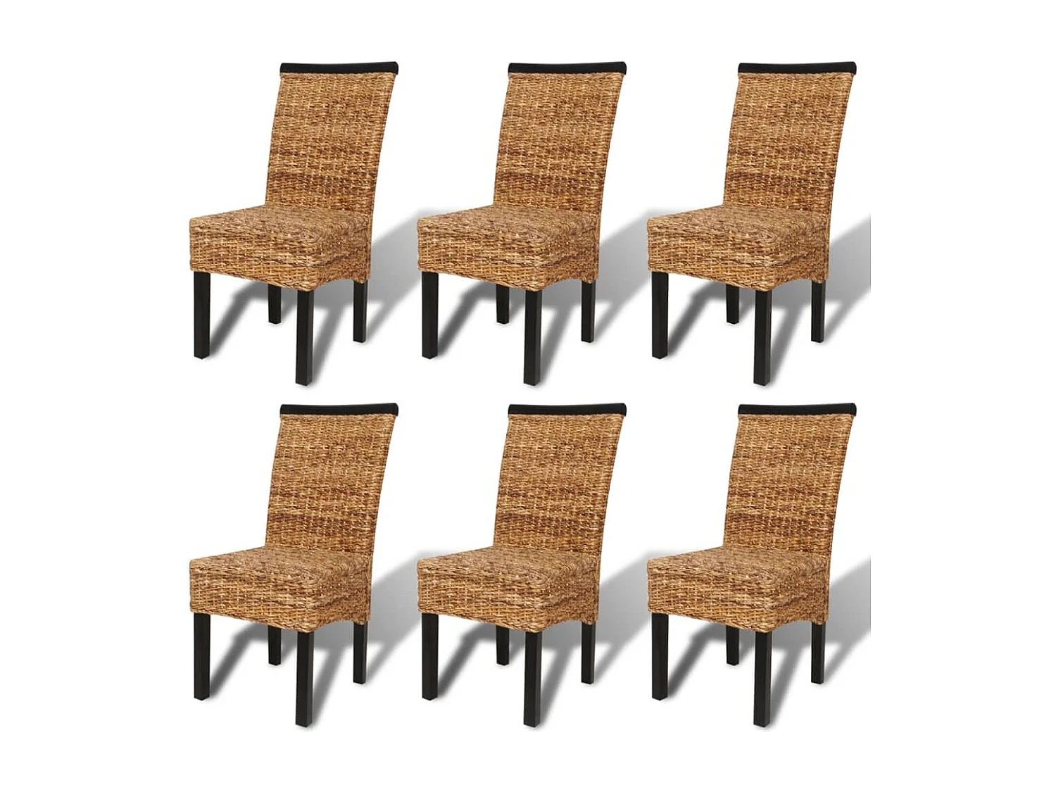 Chaises à manger lot de 6 bois solide de manguier et abaca