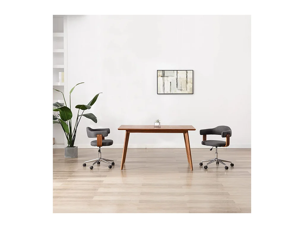 Sedia da pranzo girevole in legno curvato grigio e tessuto