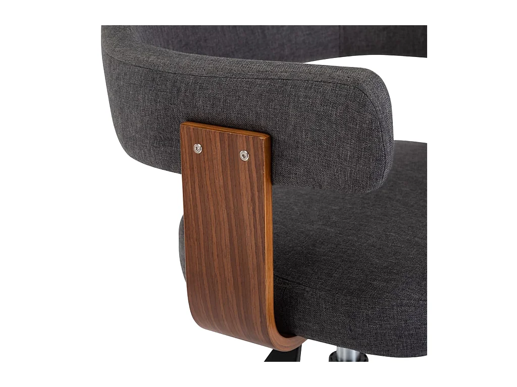 Sedia da pranzo girevole in legno curvato grigio e tessuto