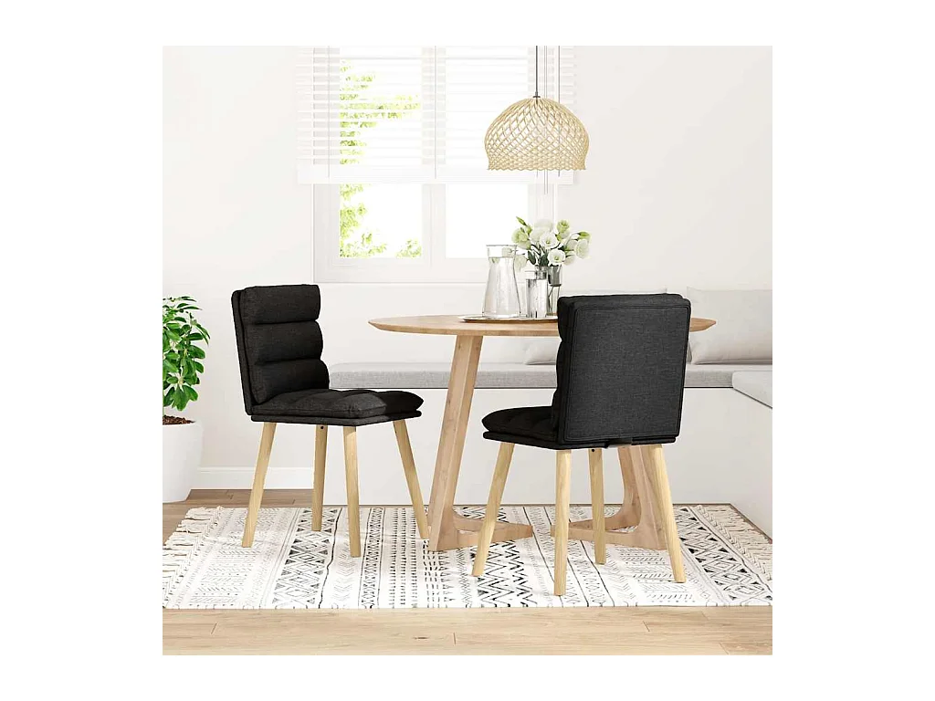 Juego de 2 sillas de comedor de tela negra