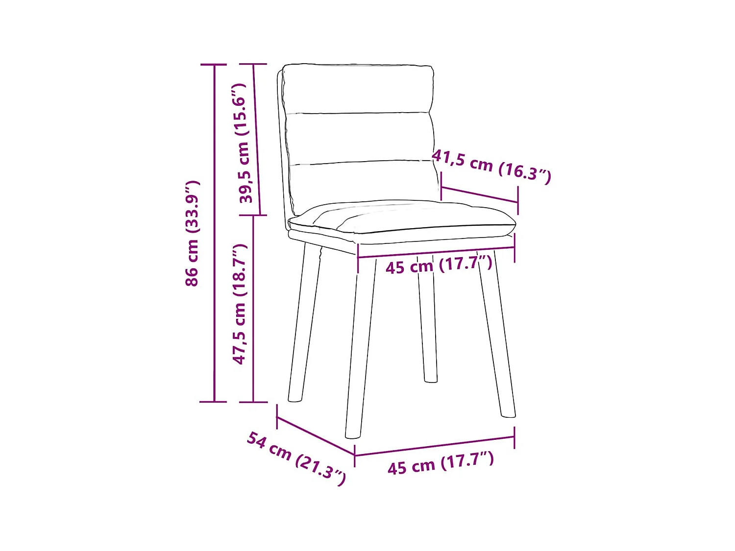 Juego de 2 sillas de comedor de tela negra