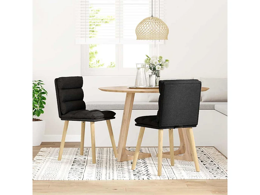 Chaises à manger lot de 2 noir tissu