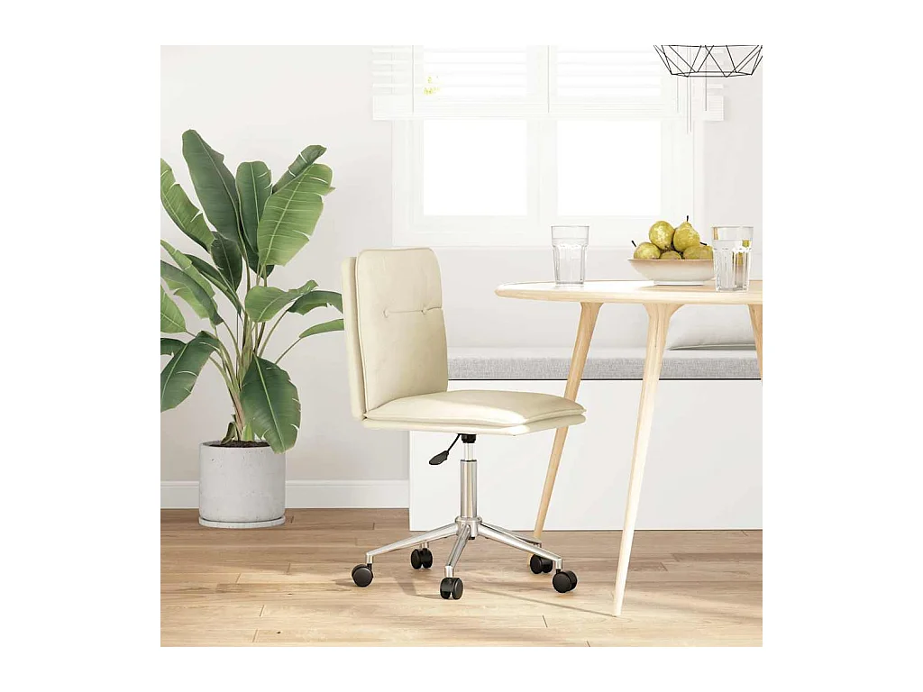 Crèmekleurige kunstleren eetkamerstoel