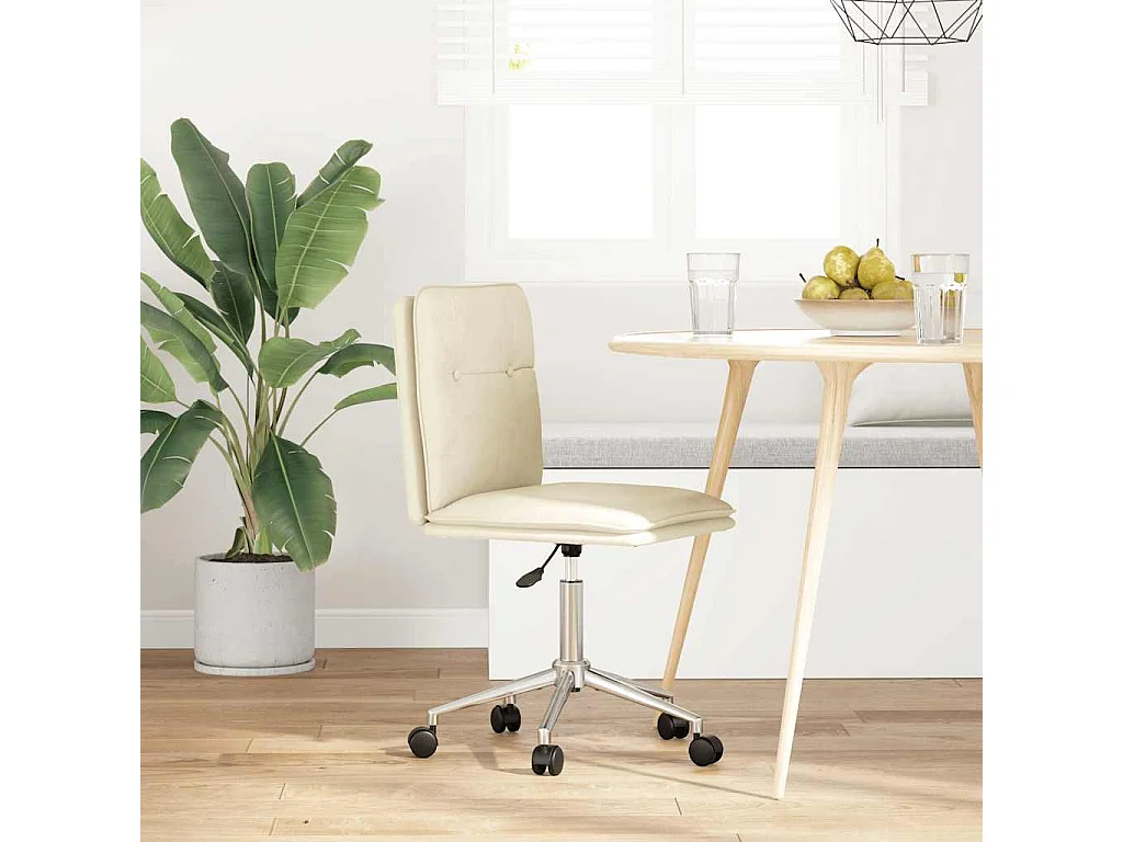 Silla de comedor de piel sintética color crema