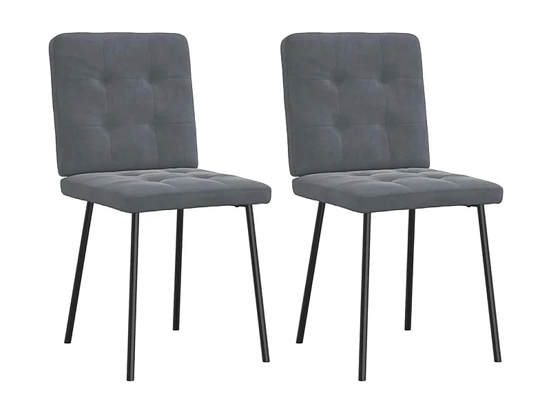Chaises à manger lot de 2 Gris foncé Velours