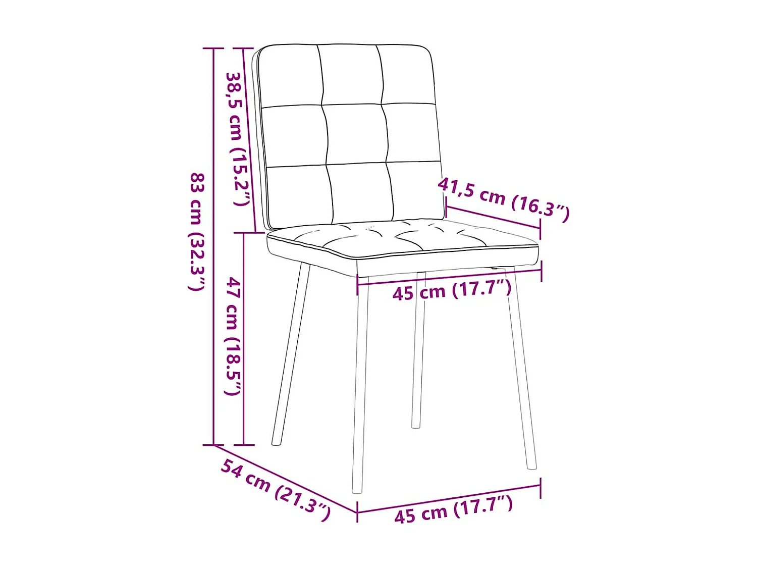 Juego de 2 sillas de comedor de terciopelo gris oscuro
