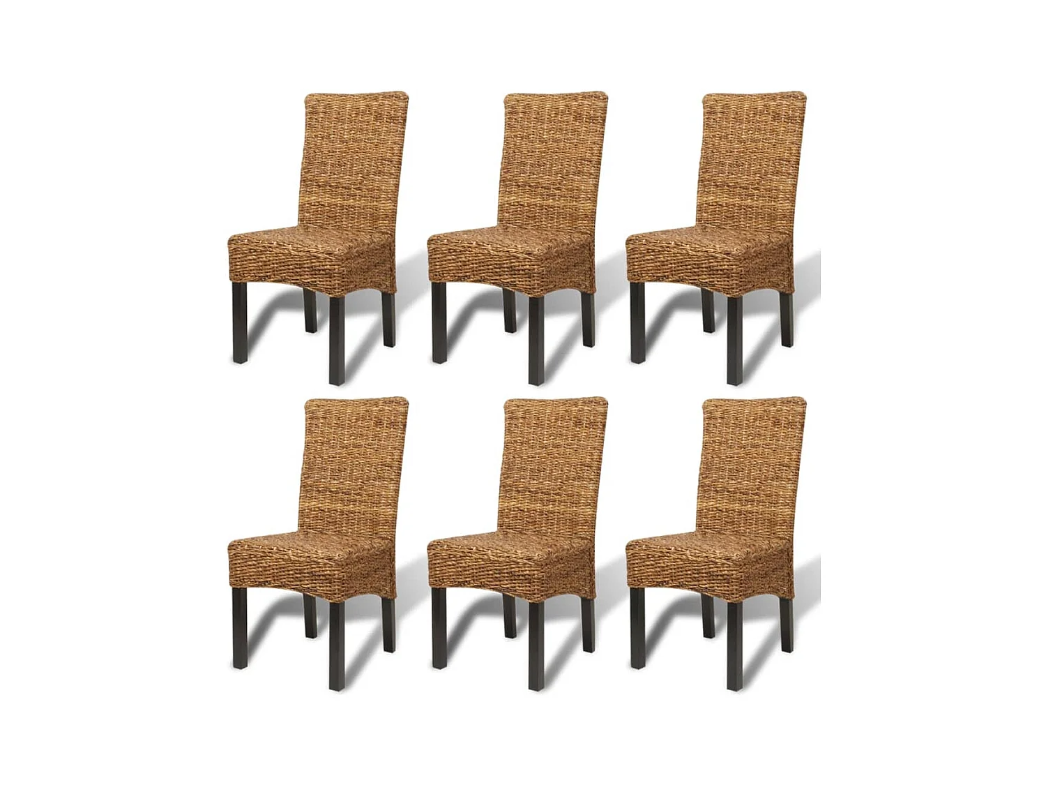 Set di 6 sedie da pranzo in legno massello di mango e abaca