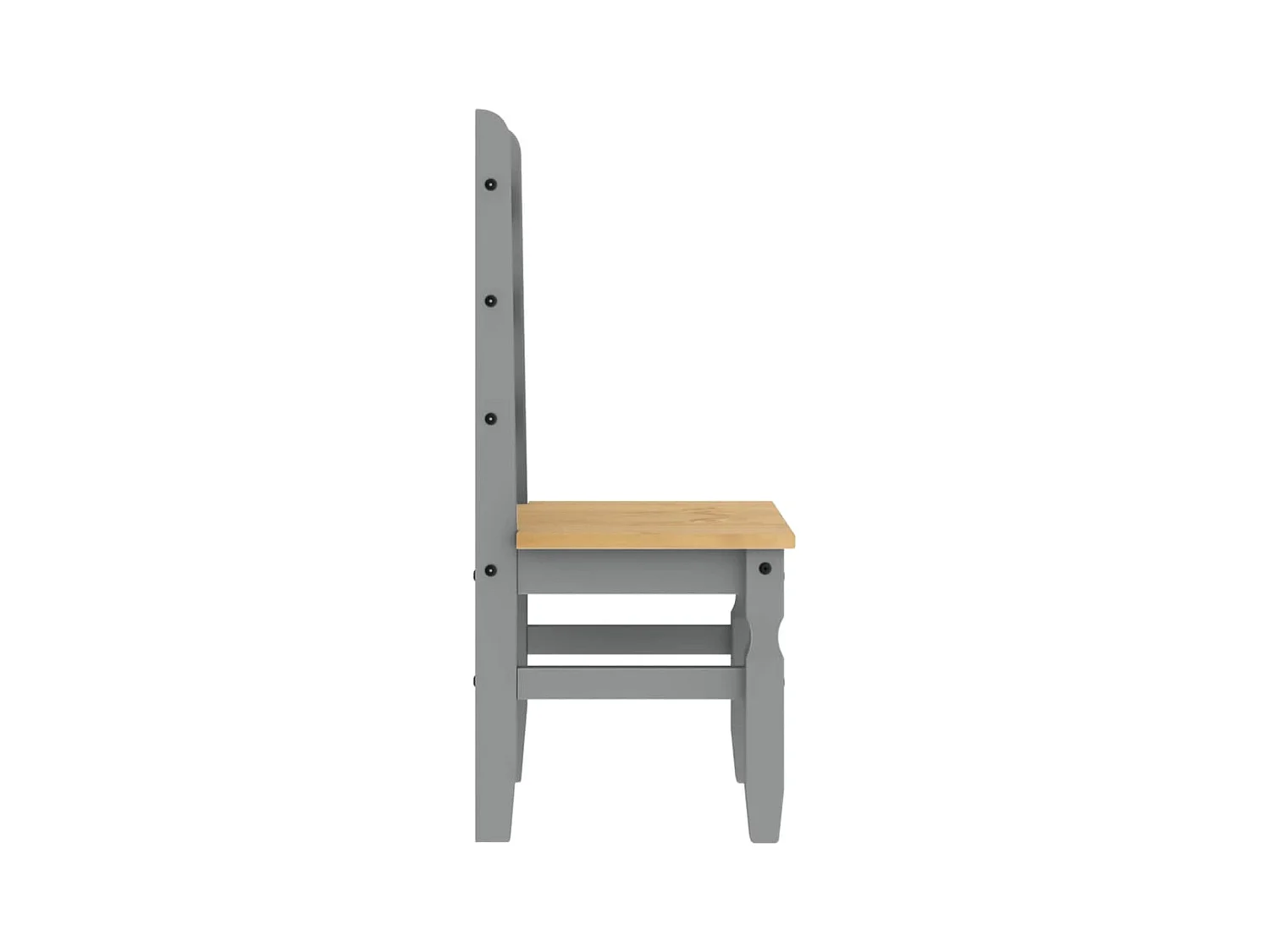 Set di 2 sedie da pranzo Corona in legno massello di pino grigio