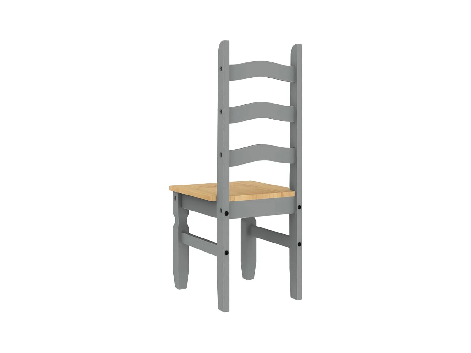 Set di 2 sedie da pranzo Corona in legno massello di pino grigio