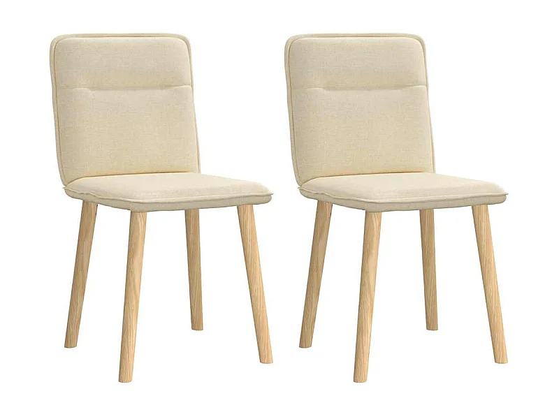 Set di 2 sedie da pranzo in tessuto color crema