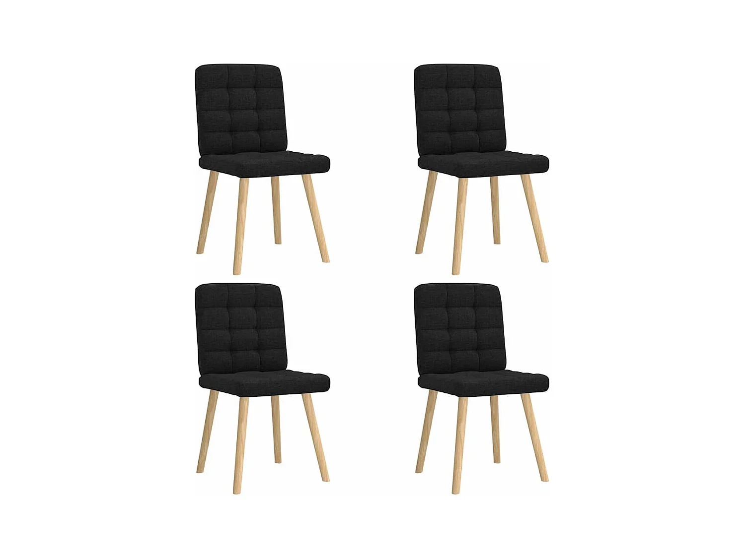 Chaises à manger lot de 4 noir tissu