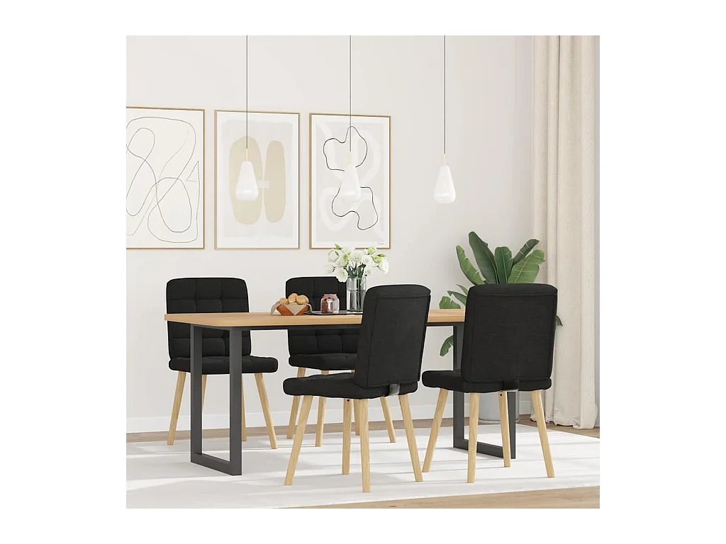 Chaises à manger lot de 4 noir tissu