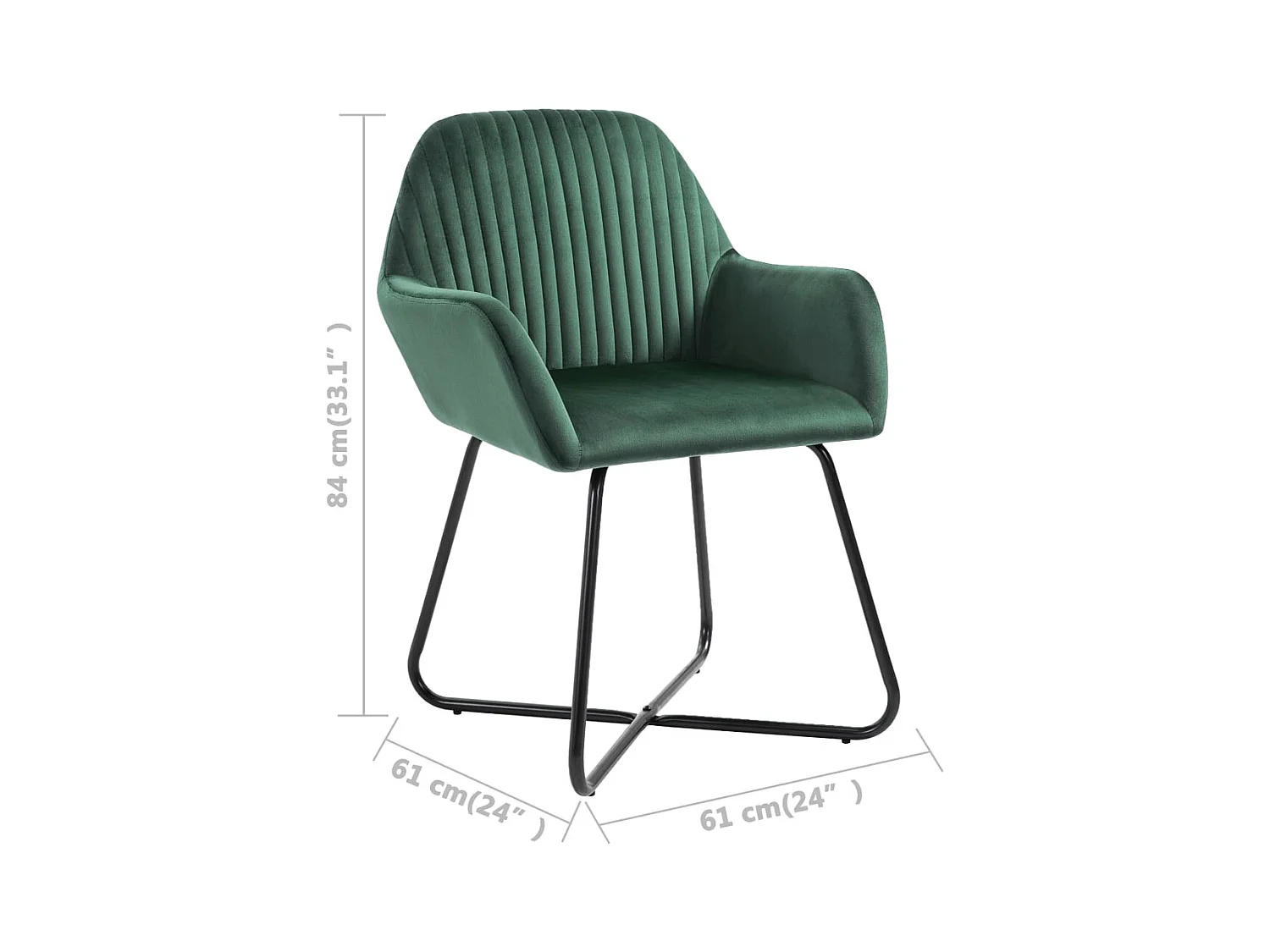 Set di 2 sedie da pranzo in velluto verde