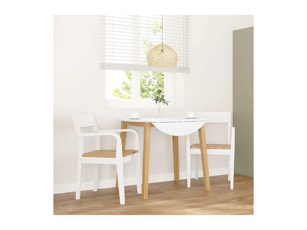 Chaises à manger 2 pcs blanc bois massif caoutchouc