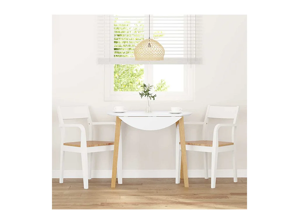 Chaises à manger 2 pcs blanc bois massif caoutchouc