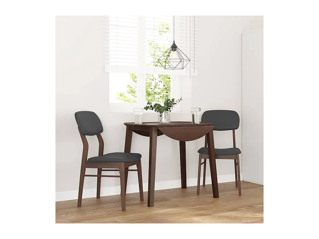 Chaises à manger coussins 2 pcs marron bois massif caoutchouc