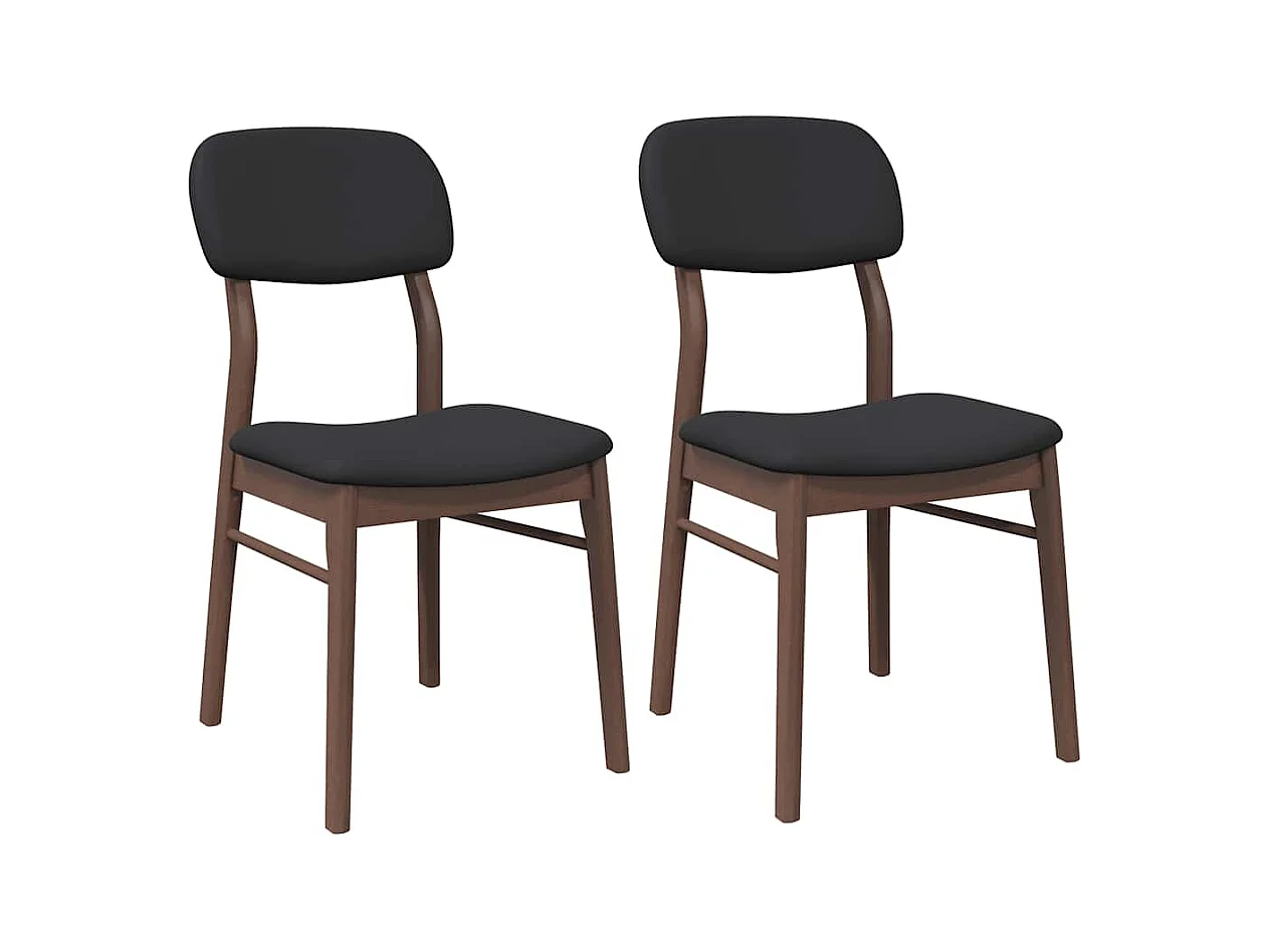 Chaises à manger coussins 2 pcs marron bois massif caoutchouc