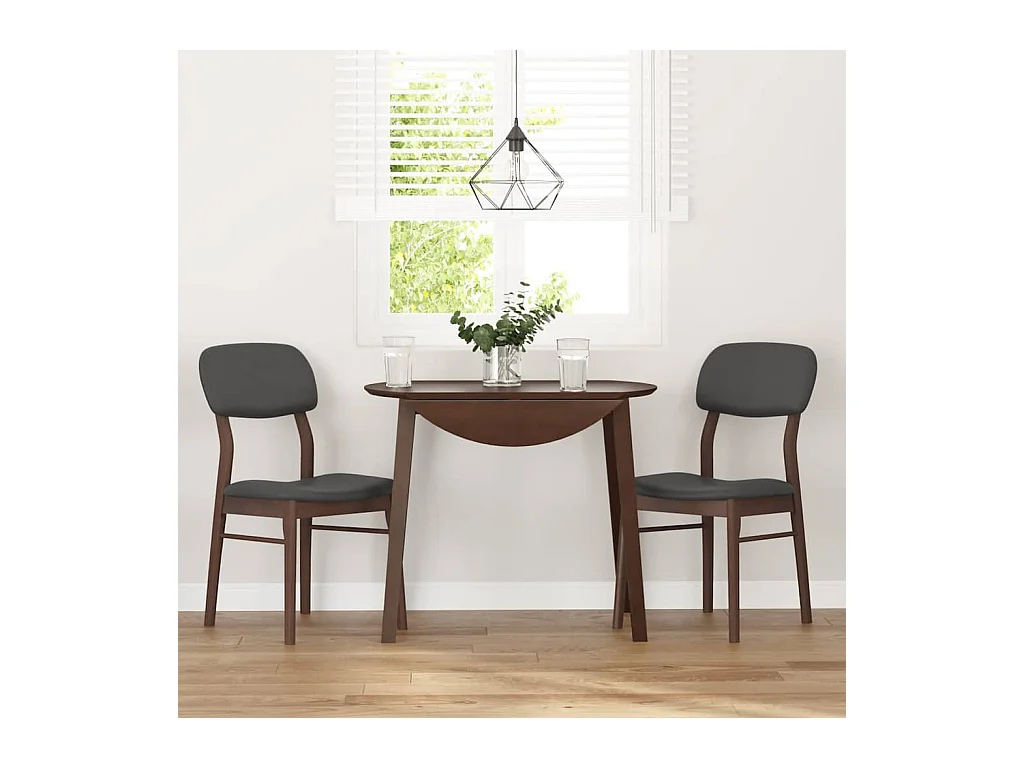 Chaises à manger coussins 2 pcs marron bois massif caoutchouc