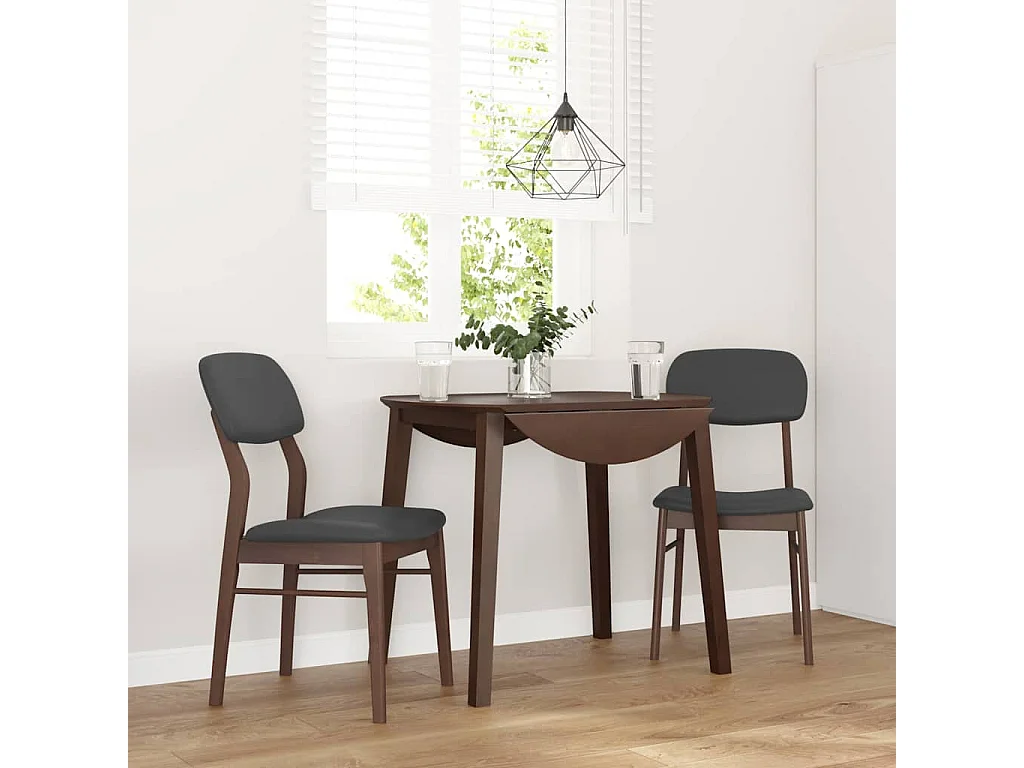 Chaises à manger coussins 2 pcs marron bois massif caoutchouc