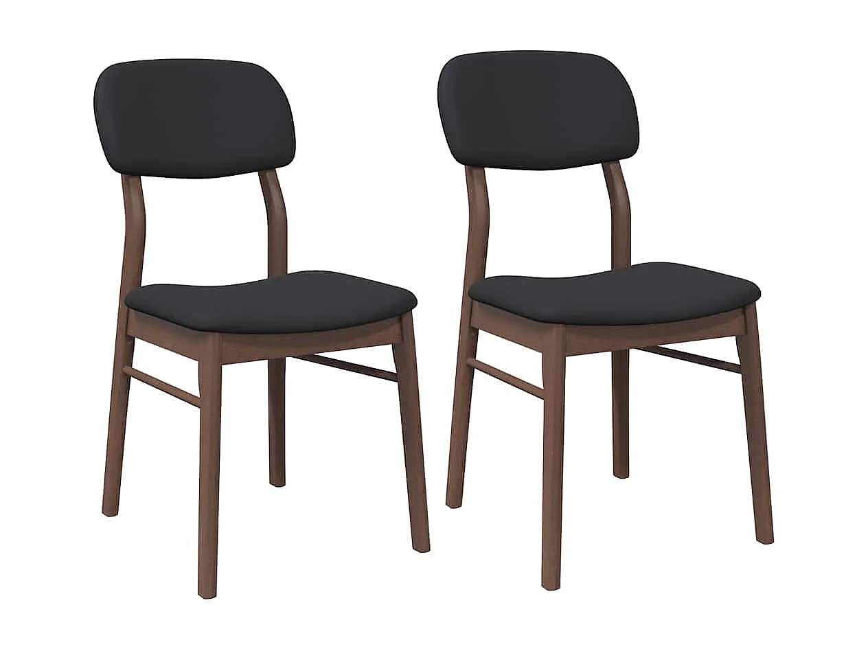 Chaises à manger coussins 2 pcs marron bois massif caoutchouc