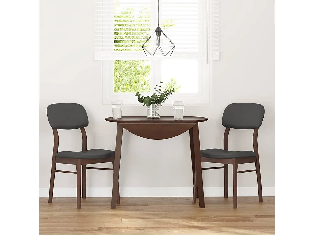 Chaises à manger coussins 2 pcs marron bois massif caoutchouc