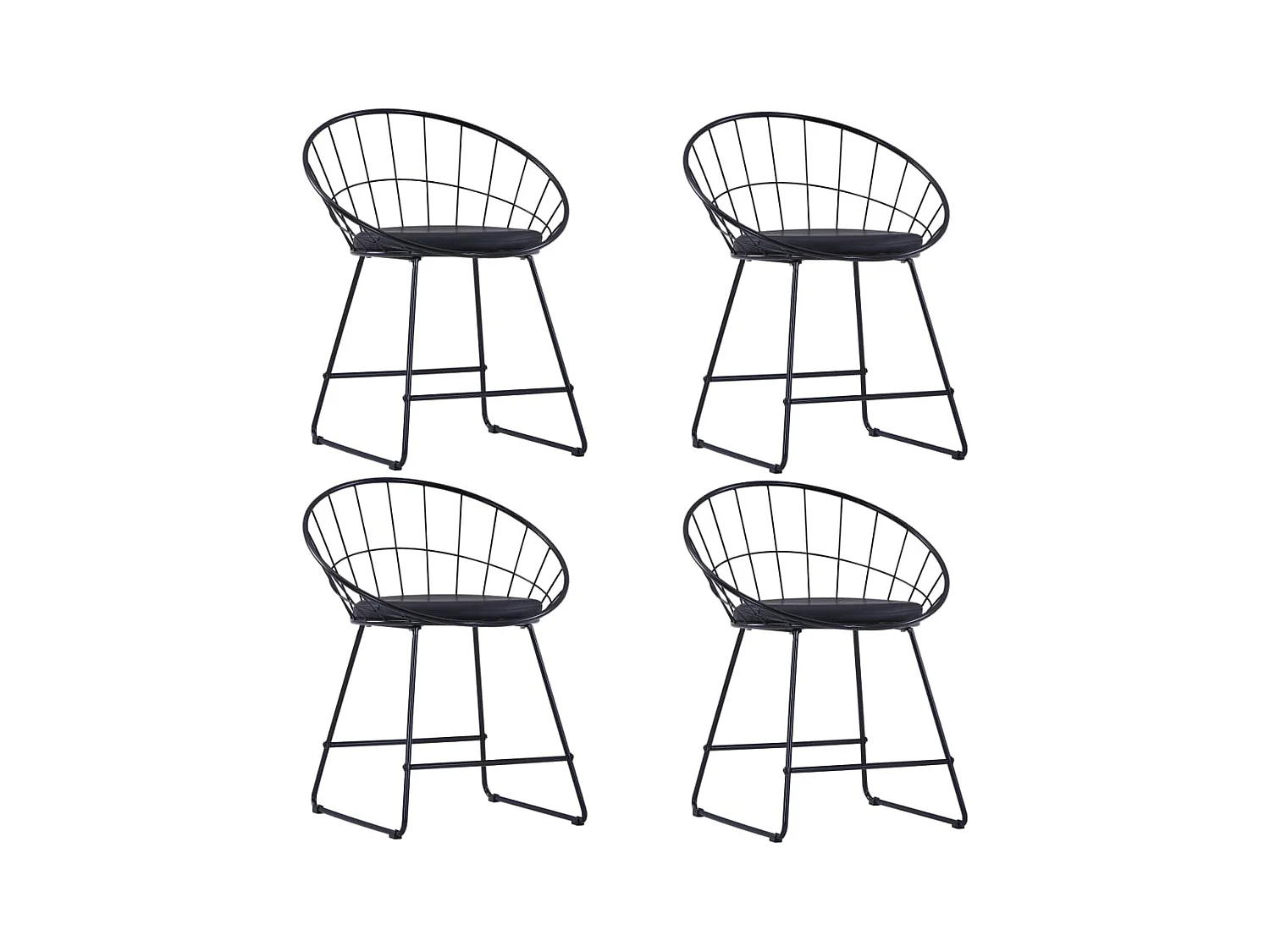 Chaises à manger similicuir lot de 4 noir acier